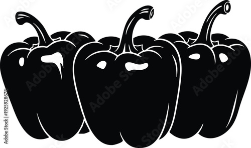 Three Bell Pepper Silhouettes Vector - Sweet Pepper Clipart