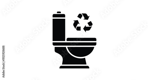 Toilet with recycling symbol icon