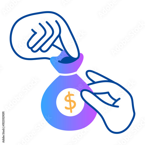 Hand drawn style icon of a money bag 