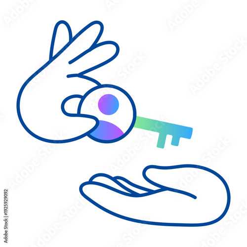 Doodle style icon showing a management key 