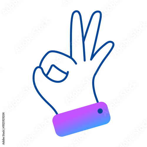 Doodle style icon of ok hand sign 