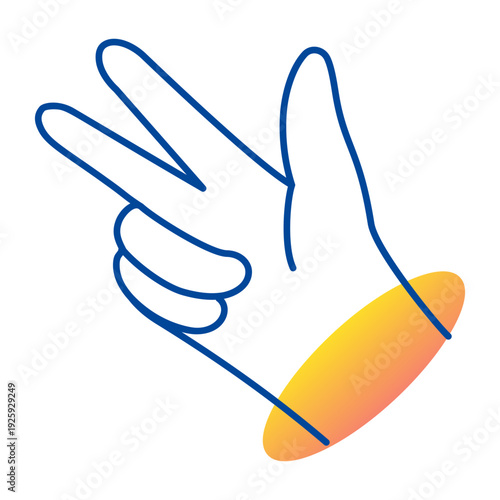 Doodle style icon of number two hand sign