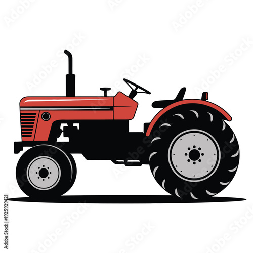 red tractor isolated