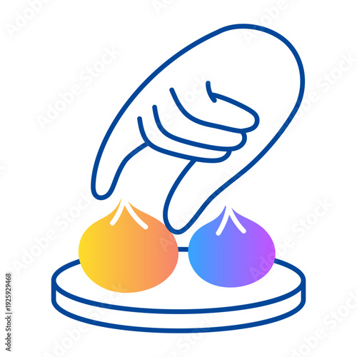 A doodle style icon showing dumplings