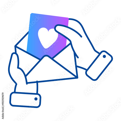 Hand drawn style icon showing love letter