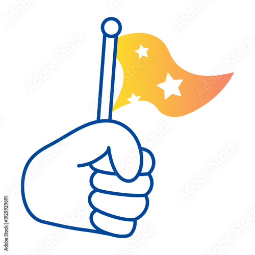 A drawing style icon representing holding flag