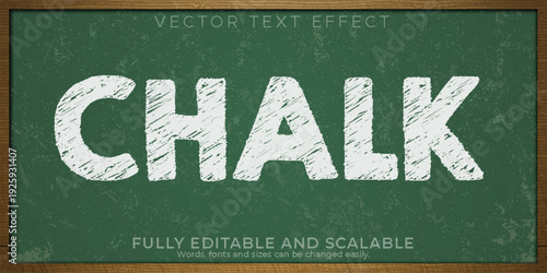 A green chalkboard with a vector text effect and the word CHALK in large white letters