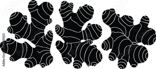 Ginger Root Silhouette Vector - Fresh Spice & Herb Clipart