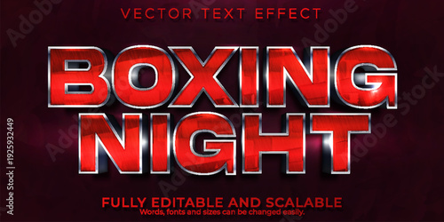 A bold red text effect for a boxing night event on a dark background