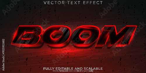 A bold and eye-catching vector text effect with the word BOOM in red and black colors