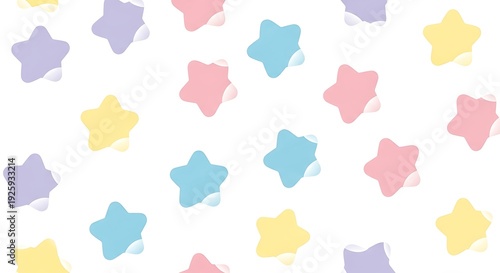 Whimsical pastel star pattern on white background