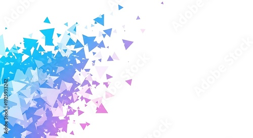 Abstract exploding triangles with gradient colors on white background