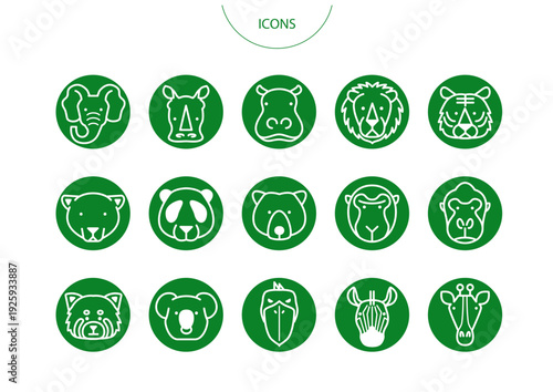 動物園　アイコン ピクトグラム　ベクター イラスト　セット