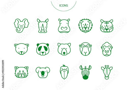 動物園　アイコン ピクトグラム　ベクター イラスト　セット