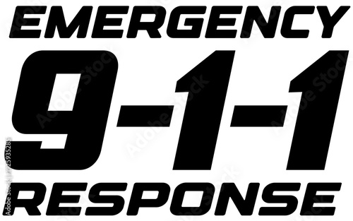 911 call emergency response sign Black Text Transparent Background 