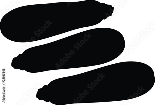 Three Zucchini Silhouettes Vector - Summer Squash Clipart
