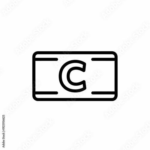 An outline icon of the letter C within a rectangular shape, possibly symbolizing a concept such as champion or captain.