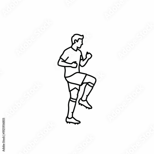 An outline drawing of a man doing high knee exercise