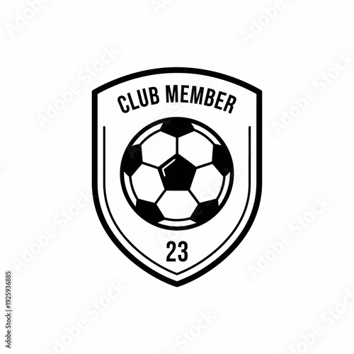 Soccer club badge design with a soccer ball in the center