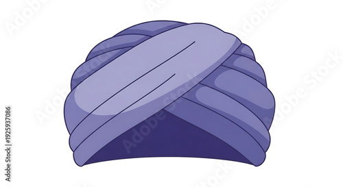 Traditional Turban Headwear A Detailed Illustration of a Blue Turban with Rich Texture and Layered Fabric Design