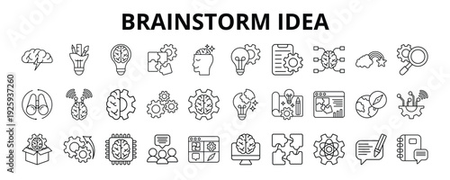 30 Brainstorm Idea Line Icons Vector - Health Insurance, Dental Insurance, Retirement, Pension, Vacation, Bonus, Incentive, Compensation