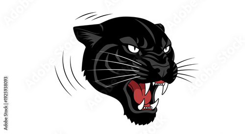 Black Panther Head with Open Mouth.