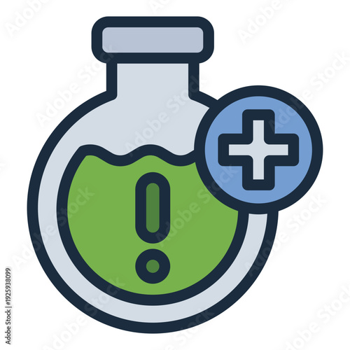 toxicology filled line icon. flask poison lab. toxin analysis. medical laboratory