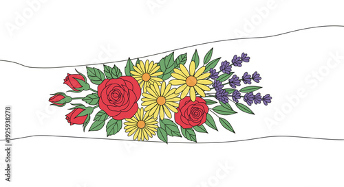 Colorful Floral Embroidered Design with Flowers.