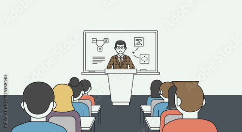 Illustration of a man giving a presentation.