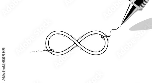 Infinity Symbol Being Drawn with Pen.