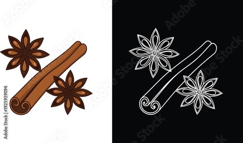 Cinnamon and Star Anise Spice Illustration