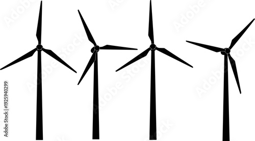 Here is a title and a comprehensive list of keywords for the provided vector illustration of wind turbines, tailored for Adobe Stock SEO.