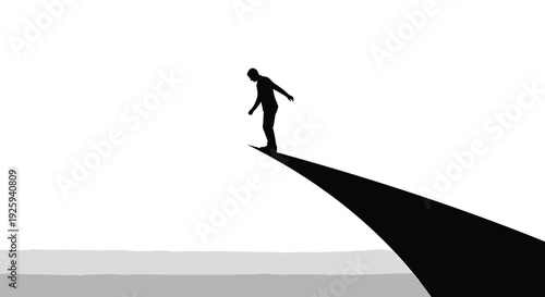Businessman silhouette on cliff edge vector