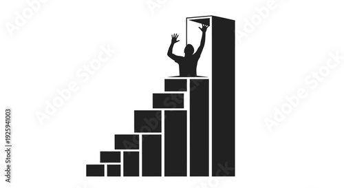 Business growth chart vector icon with person on top