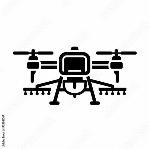 A silhouetted drone with agricultural sprayers, perfect for representing modern farming. The image conveys the essence of technological advancement in agriculture. 