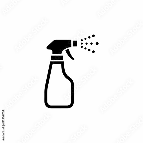 Cleaning spray bottle with water droplets, ready to be used. The black outline provides a clean and modern look.