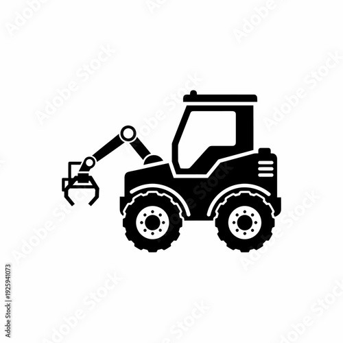 Silhouette of a Log Loader. A detailed image of a log loader on an isolated background