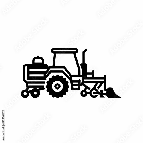 An illustration of an agricultural tractor for land work