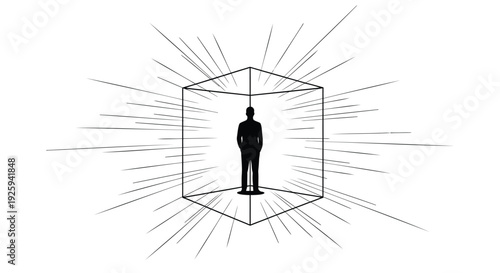 Businessman trapped in cube vector illustration