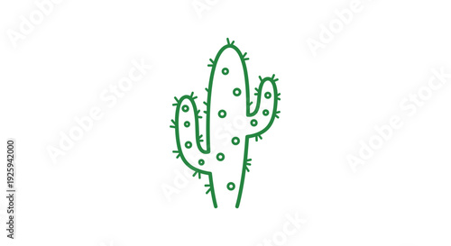 Simple Green Cactus Illustration with Spines.