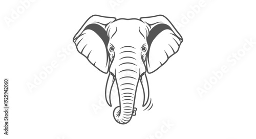 Simple Line Drawing of Elephant Head 1.