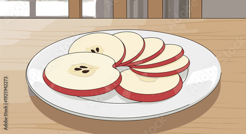 Sliced Apples on a White Plate.