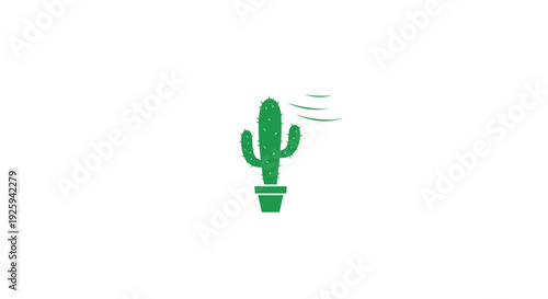 Small Green Cactus in Pot Illustration.