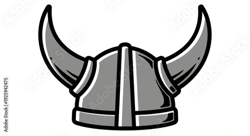 Viking Helmet with Horns Illustration.