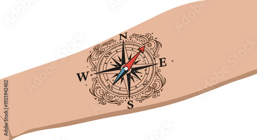Vintage Compass on Leather Strap Closeup.