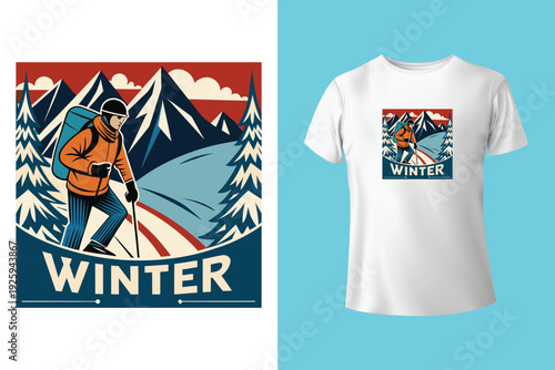 Muscular snowboarder winter t shirt design