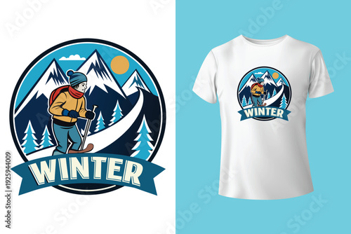 Muscular snowboarder winter t shirt design