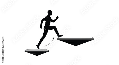 Businessman running on stepping stones vector