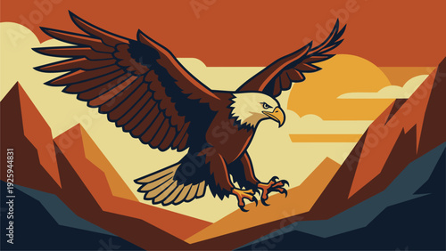 Majestic Eagle Soaring Over Mountains - Symbol of Freedom & Power
