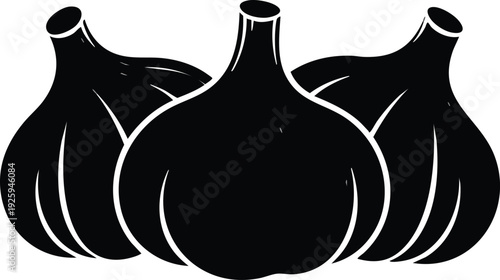 SEO Title: Fresh Garlic Bulb Silhouette Vector: Pungent Spice and Vegetable Icon